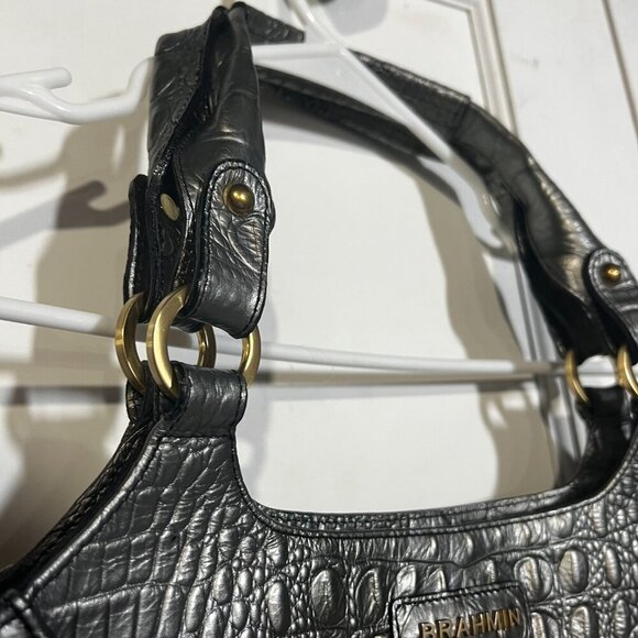 Brahmin Raffia Bag Crocodile Embossed Light Blue - Picture 4 of 12